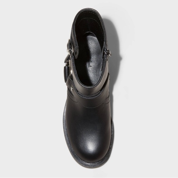 Universal Thread Women's Faux Leather Mid Calf Ankle Boots Block Heel Black Sz 6 - Picture 3 of 4